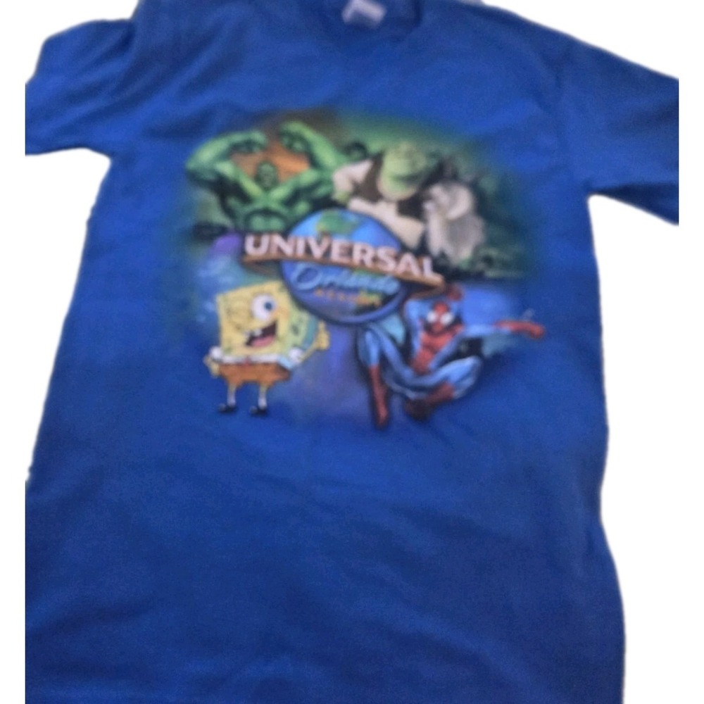 Universal Orlando T-shirt Shrek Hulk Sponge Bob Spider‎ Man SZ SM Vintage